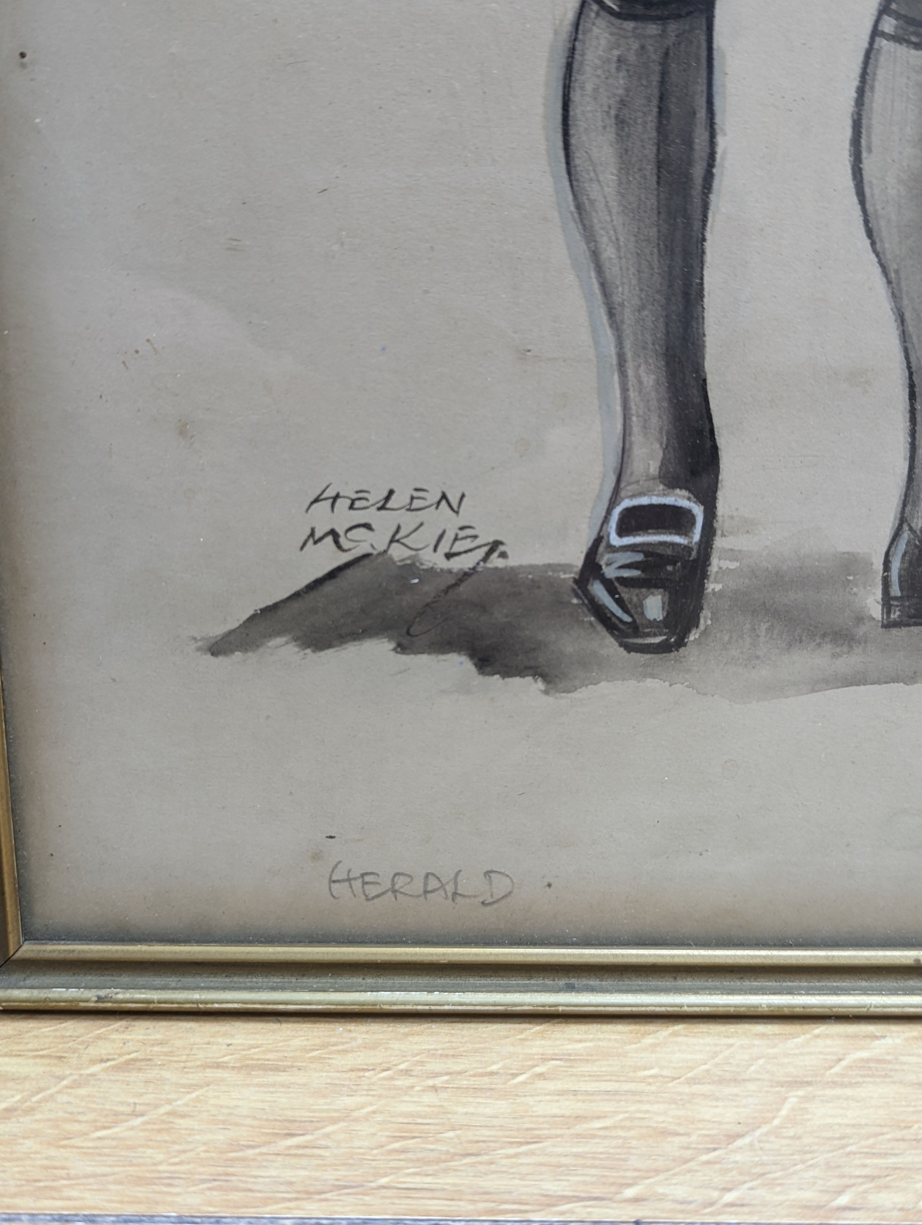 Helen McKie, three gouache and watercolour studies, Gentleman at arms, Queen's Page of Honour and Herald, signed, largest 47 x 26cm
